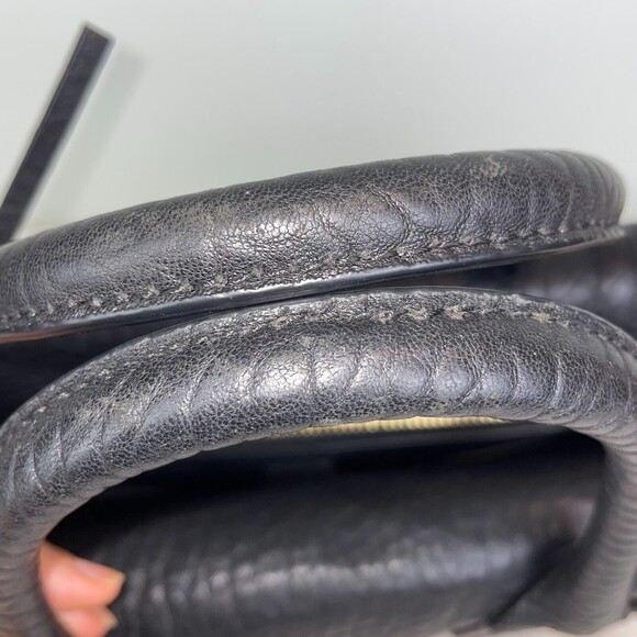 Vince Camuto Axmin Satchel Black Bublam Leather Crossbody Top Handle Bag Purse - Picture 8 of 12